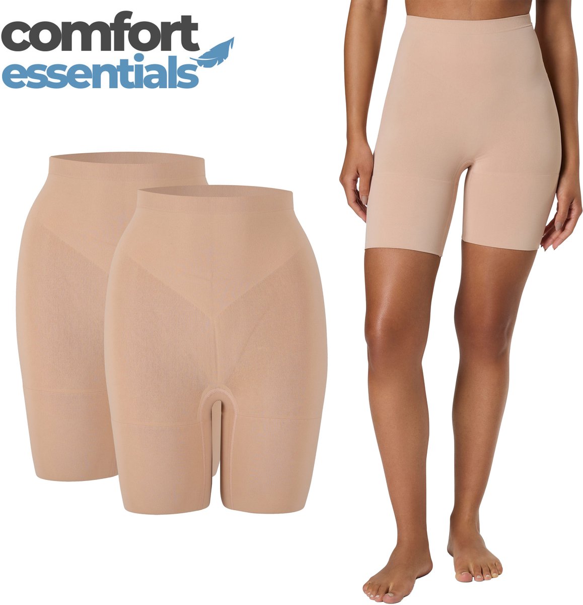 Comfort Essentials – Corrigerend Ondergoed – High Waist Short – Nude - M- Dames Ondergoed – Shapewear Dames – Dames Short - Thinstincts Corrigerende Short