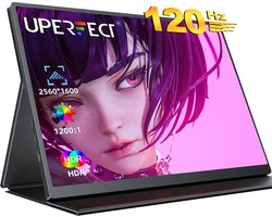 Portable Monitor Gaming Uperfect 16" 120HZ 2K 2560*1600P 1200:1 450CD/㎡ 1.07B(10BIT) IPS leather case