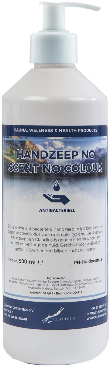 Handzeep No Scent No Colour 500 ml - met gratis pomp