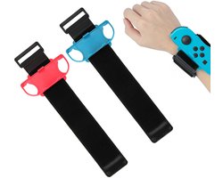 1 paar - Switch-accessoires - Nintendo Switch-polsbandjes - Voor Just Dance- en fitnessgames - Comfortabele polsbandjes - Compatibel met Joy-Con-controllers - Verstelbaar - Rood + blauw