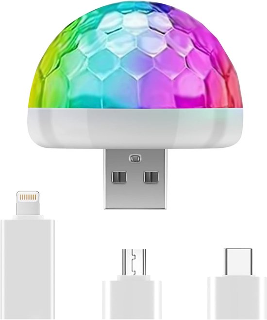 Mini Discobal USB - LED Party Lampe met Stem- en Muziekbesturing - Disco Lichteffecten voor Kinderdag, Kerstfeest & Meerdere Gelegenheden