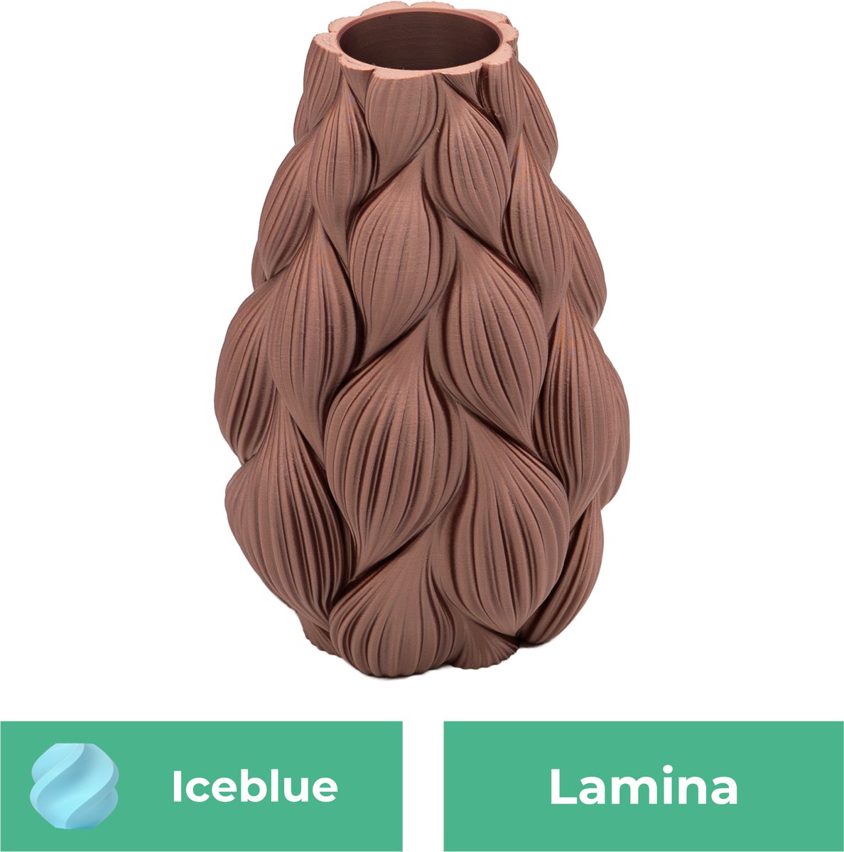 Lovora Lamina moderne vaas – Decoratieve vaas - IJsblauw - 3d geprinte vaas – geschikt voor droogbloemen - 20CM