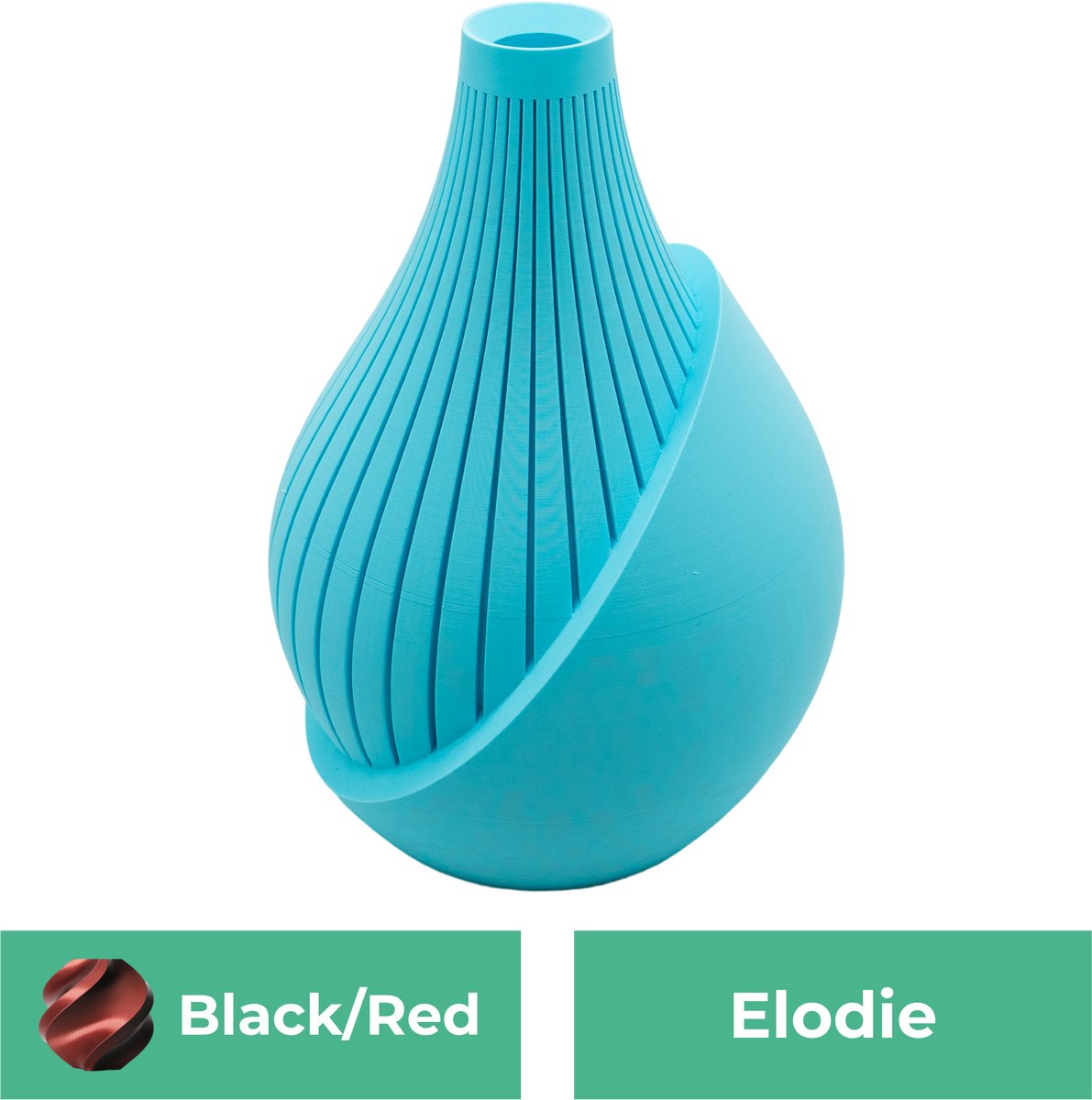 Lovora Elodie moderne vaas – Decoratieve vaas - Zwart / Rood - 3d geprinte vaas – geschikt voor droogbloemen - 20CM