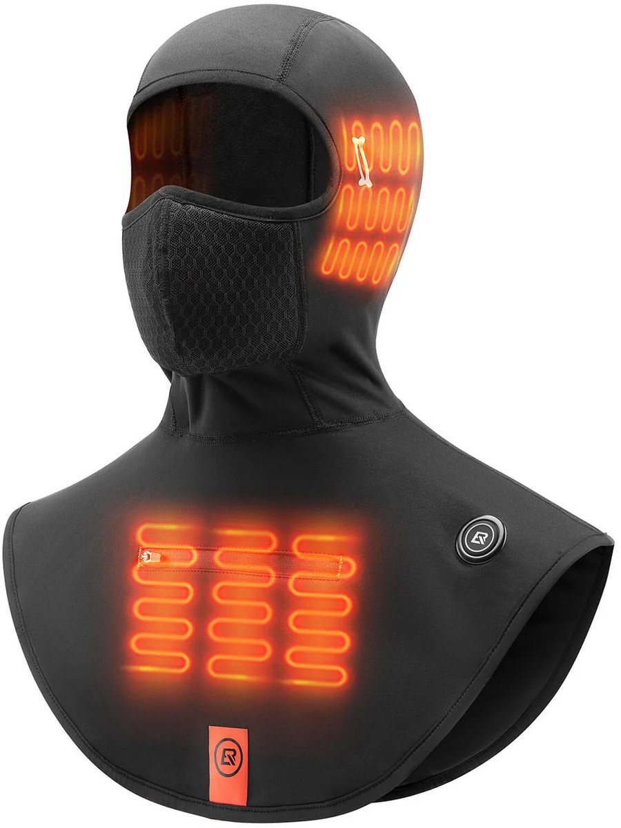 ROCKBROS Verwarmde Balaclava – Bivakmuts Motor Wintersport Buitensport Gezichtsmasker Ski Masker Zwart