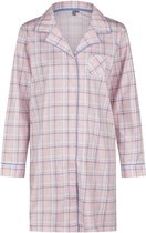 By Louise Dames Nachthemd Met Knoopsluiting Lange Mouw Roze Geruit - Maat L