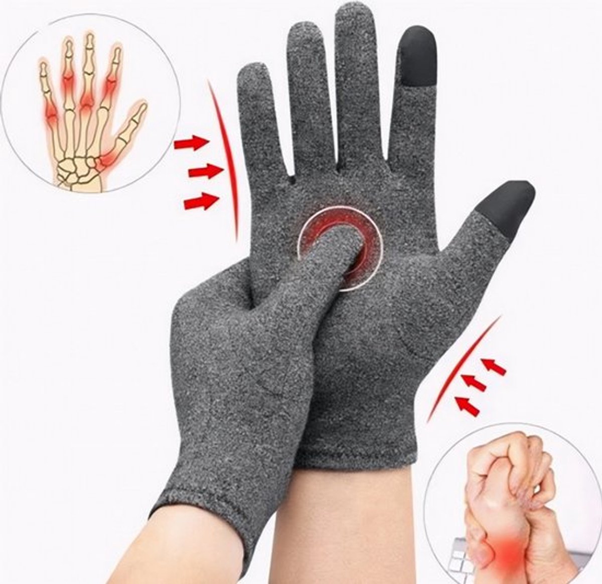 Thermische Winterhandschoenen Maat L met Touchscreen & Magnetische Therapie - Winddichte Warme Handschoenen voor Artritis, Reuma, Koude Handen en Pijnverlichting