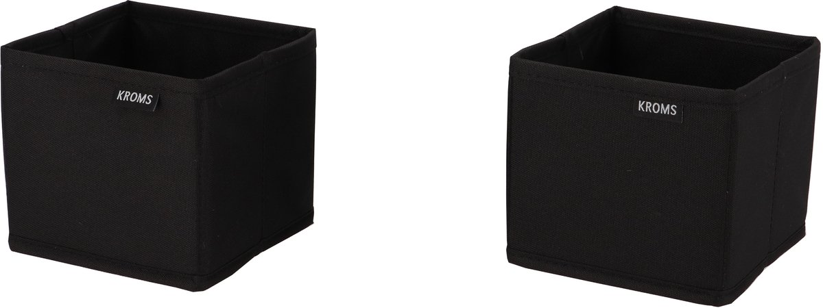 KROMS Lade organizer bakjes 14x14x13cm 2-delig - Zwart - Kleding opbergbox– Kleding organizer opbergsysteem – Lade organizer kledingkast & IKEA PAX – Kleding organizer opvouwbaar