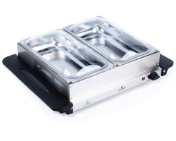 Excellent Electrics Serie - Elektrische Warmhoudplaat - 200W - Roestvrijstaal - 2 Inzetstukken