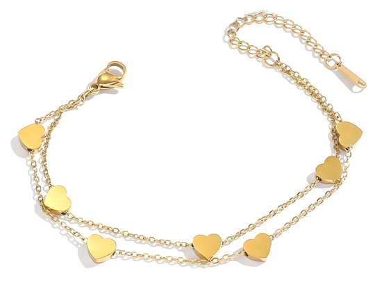 Armband dames met hartjes goudkleurig