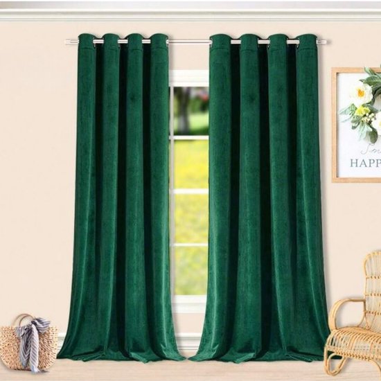 MORE&DECO - Fluwelen Gordijn - 250x140cm - Groen - Klaar om op te Hangen - Luxe Afwerking — afbeelding 3