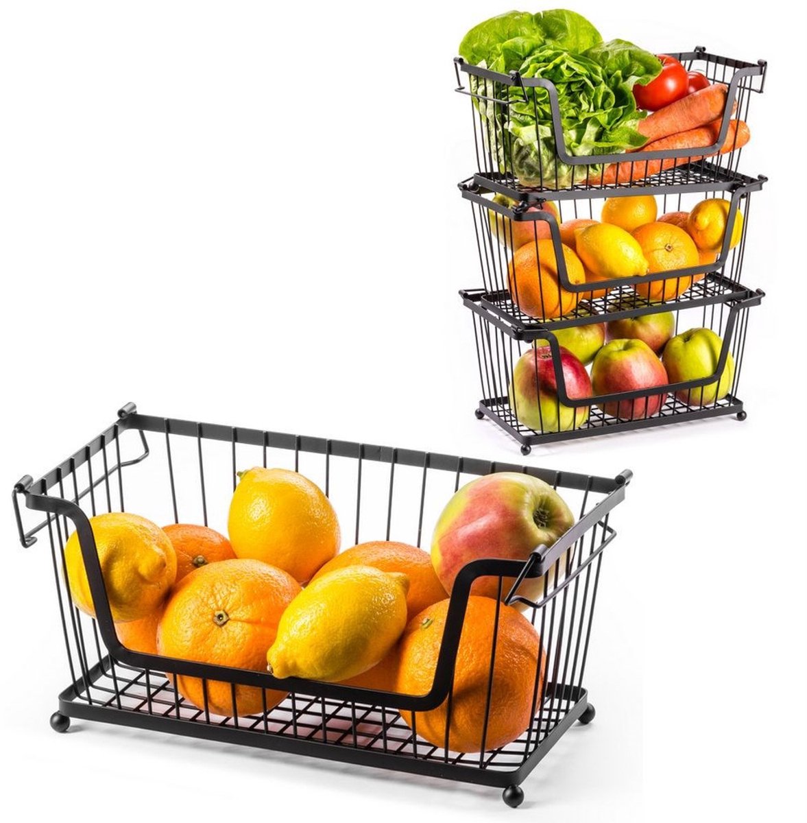 Fruit- en Groentemand Metaal Zwart - Fruitschaal - Fruitmand