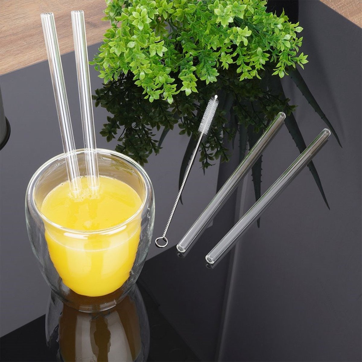 Alpina - Glazen Drinkrietjes - 20 cm - Incl. Reinigingsborsteltje - Set van 4 — cadeau in Kookcadeaus - foto 7