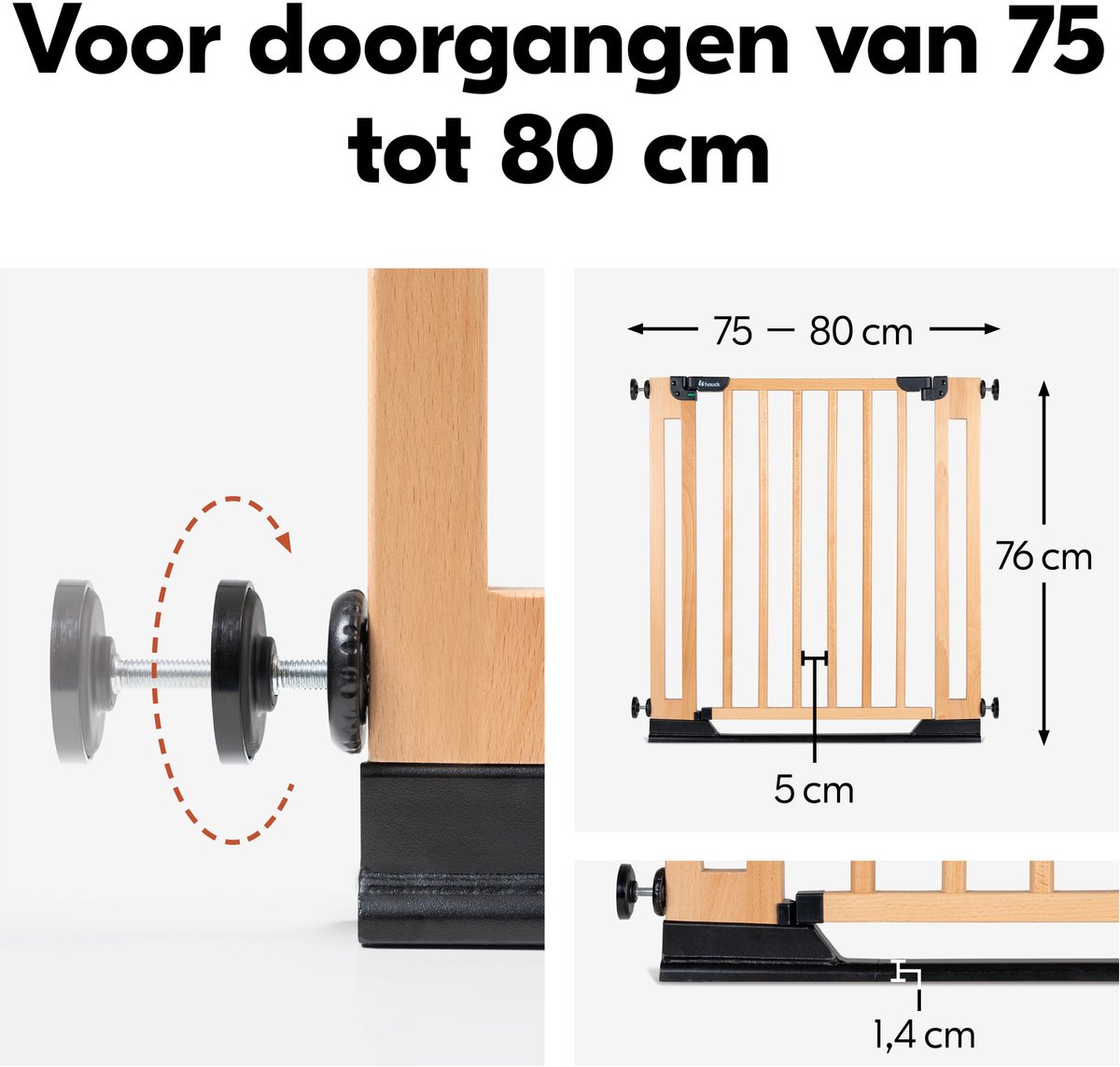 hauck Clear Step Easyclose Eco - Stevig deur en traphekje van beukenhout - Beech – foto 2