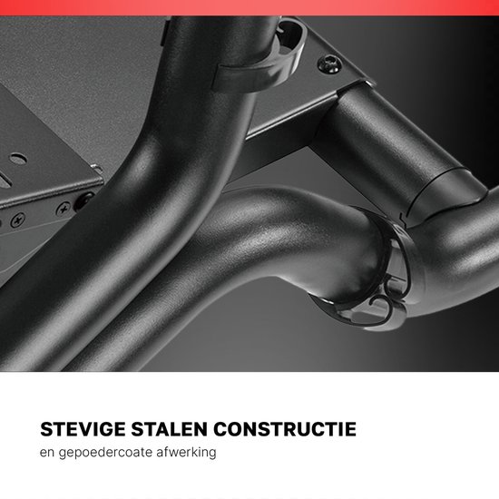 Detailopname van de stevige stalen buizen van het racesimulator frame met gepoedercoate afwerking.