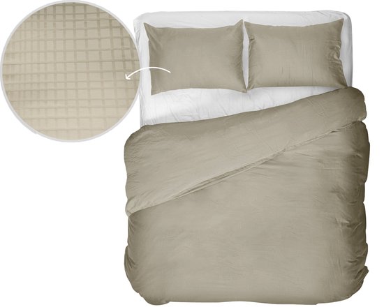 Kayori Kora Dekbedovertrek Katoensatijn - 240x200-220 + 2 slopen - Lits-jumeaux - Hotelkwaliteit - Taupe van Merkloos — afbeelding 5