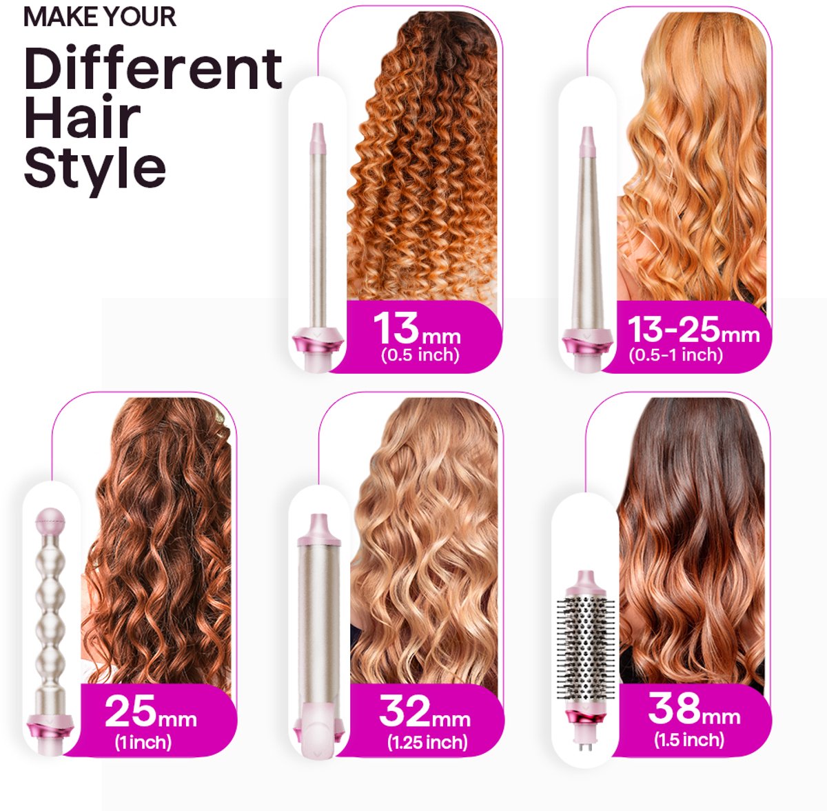 Wavytalk Heatwave Pro - 5-in-1 Curling Wand Set - afbeelding 2