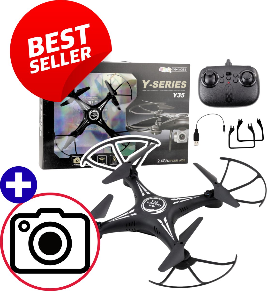 Y-35 RC Drone Lichtgewicht Wendbare QuadCopter met LED Verlichting Gyroscopische Stabilisatie 2.4GHz Headless Mode Hoogtehold 360 Graden Stunts Driesnelheden Voor Beginners en Gevorderden Inclusief Afstandsbediening Complete Speelgoed Met Extra Kado!