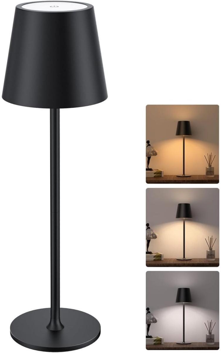 GELLDG Bureaulamp - Draadloze bureaulamp - Ingebouwde oplaadbare batterij van 5200 mAh - Dimbaar - Draagbaar - Waterdichte LED-bureaulamp - Geschikt voor eetkamers, slaapkamers en buitenlocaties