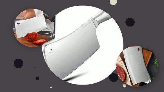 Couteaux à Couperets HI NATURE™ | Couteau à découper, Hakbijl, couteau de chef, couteau à viande, couteau de boucher| Heavy Duty , compatible lave-vaisselle - 29 cm - Argent