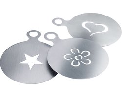 Westmark Set van 3 decoratiesjablonen, 3 verschillende motieven, Cappuccino, ø 10 cm, roestvrij staal, 62862260