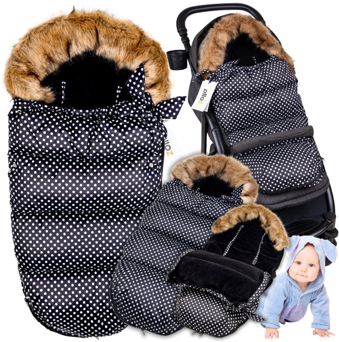 Baby slaapzak voor kinderwagen, warm en waterdicht, met teddy voering