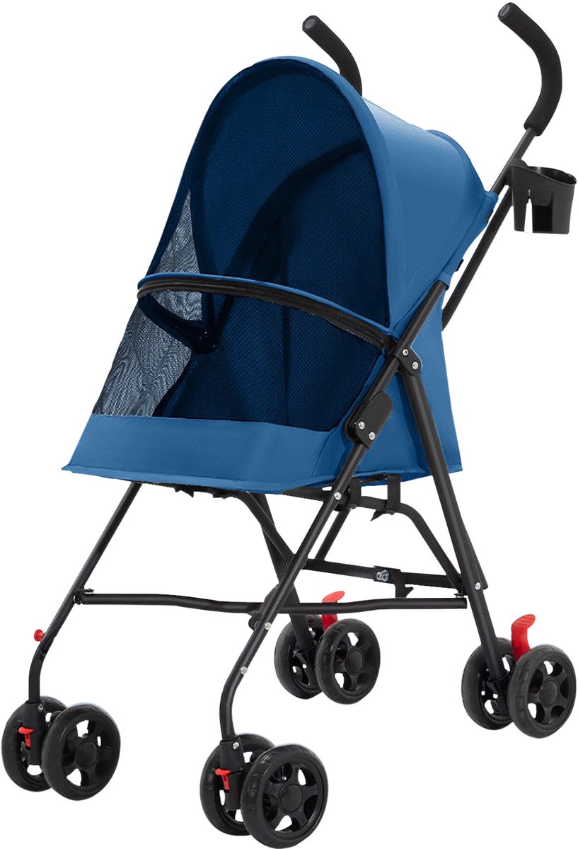 PIPIPOXER-Opvouwbare Hondenbuggy, honden- en kattenbuggy, afneembare , Blauw