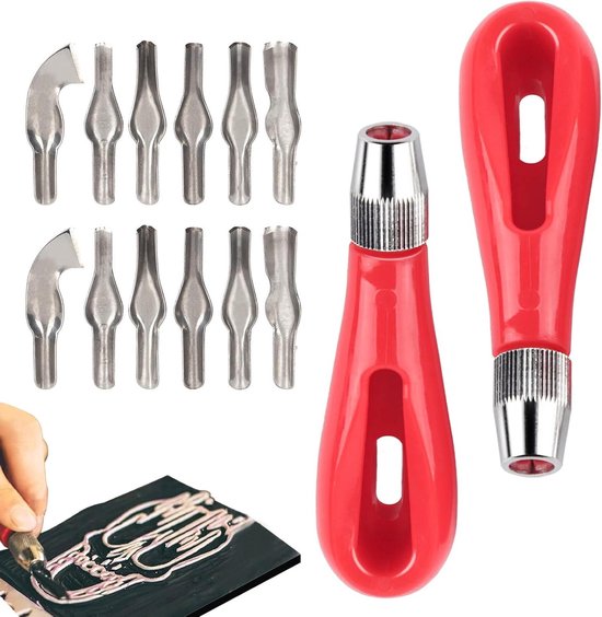 Linoleum Cutter Set, 2 Sets Craft Cutters Met 6 Diverse Messen Voor Snijden En Knutselen Houtsnijwerk Diy Craft