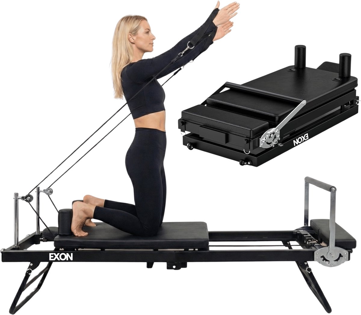 Exon Pilates Reformer Inklapbaar Pilates Bank Zwart - Product - €399,95