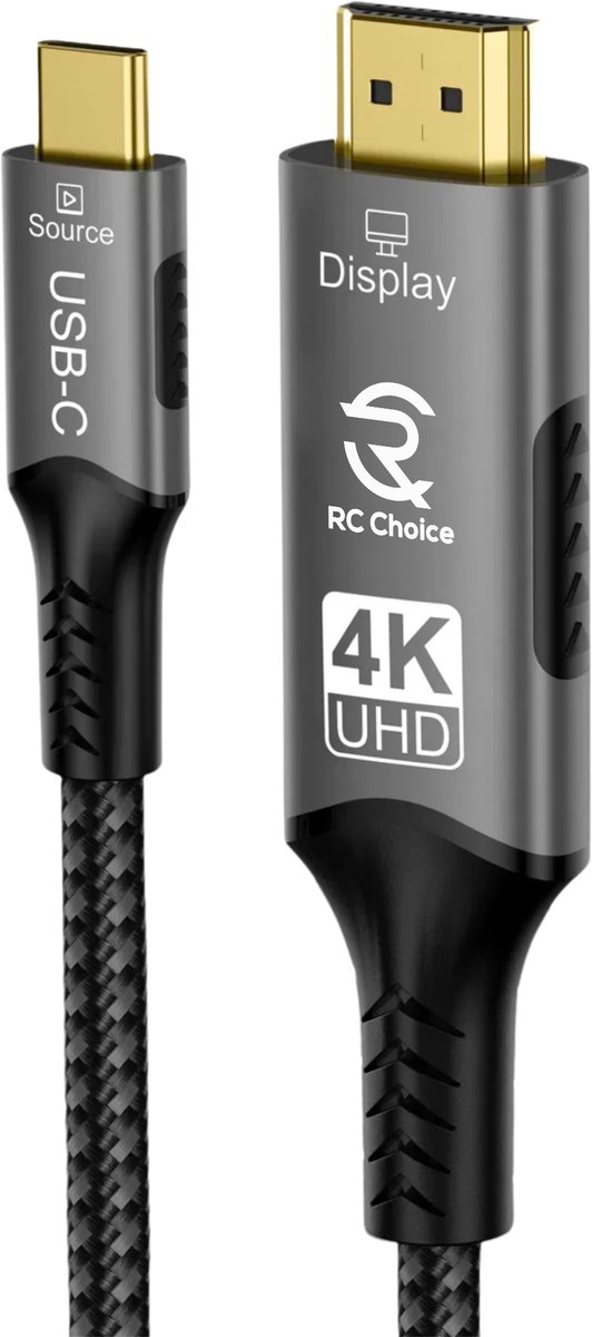 USB C naar HDMI Kabel - 4K 60Hz - 1 Meter - Sterk en Flexibel Nylon