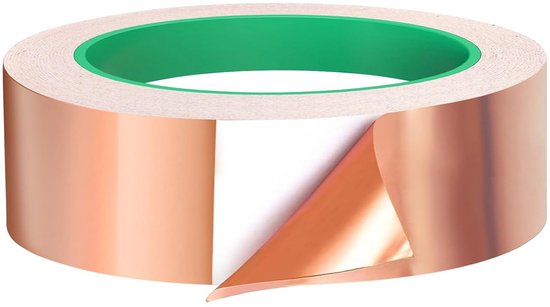 Senven Premium koperen tape, dubbelzijdig, 50 m x 5 mm, 2 stuks, EMI- en RF- afscherming, papiercirkels, lassen, elektrische reparaties, slakkenbescherming, 2 stuks