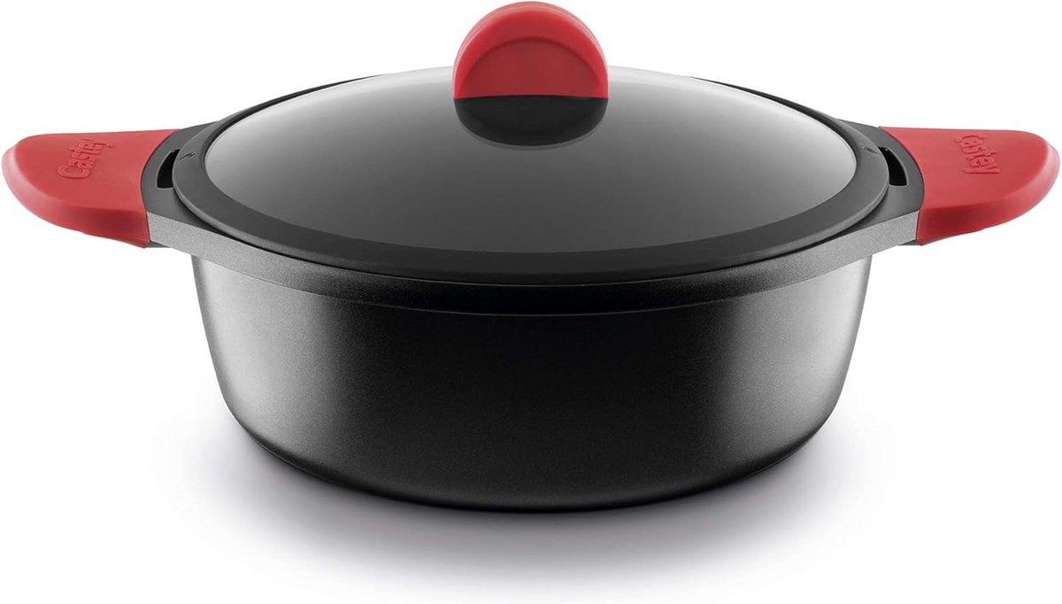 Hoge braadpan 28 cm met glasplaat voor inductiekoken