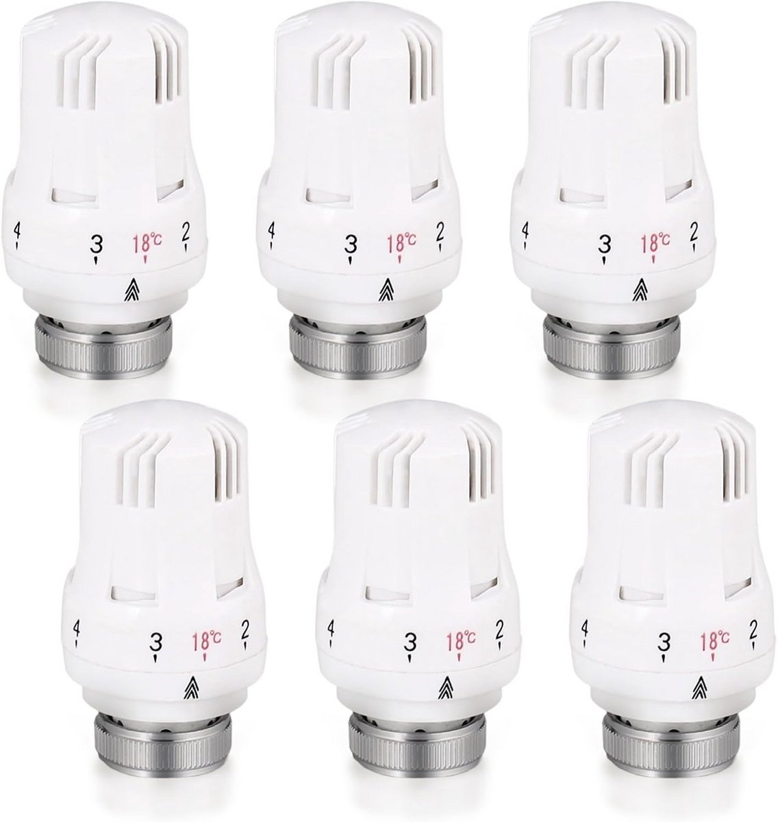 6x Universele Thermostaatkop M30x1.5 voor Radiatoren - Hoogwaardige Verwarmingsregeling