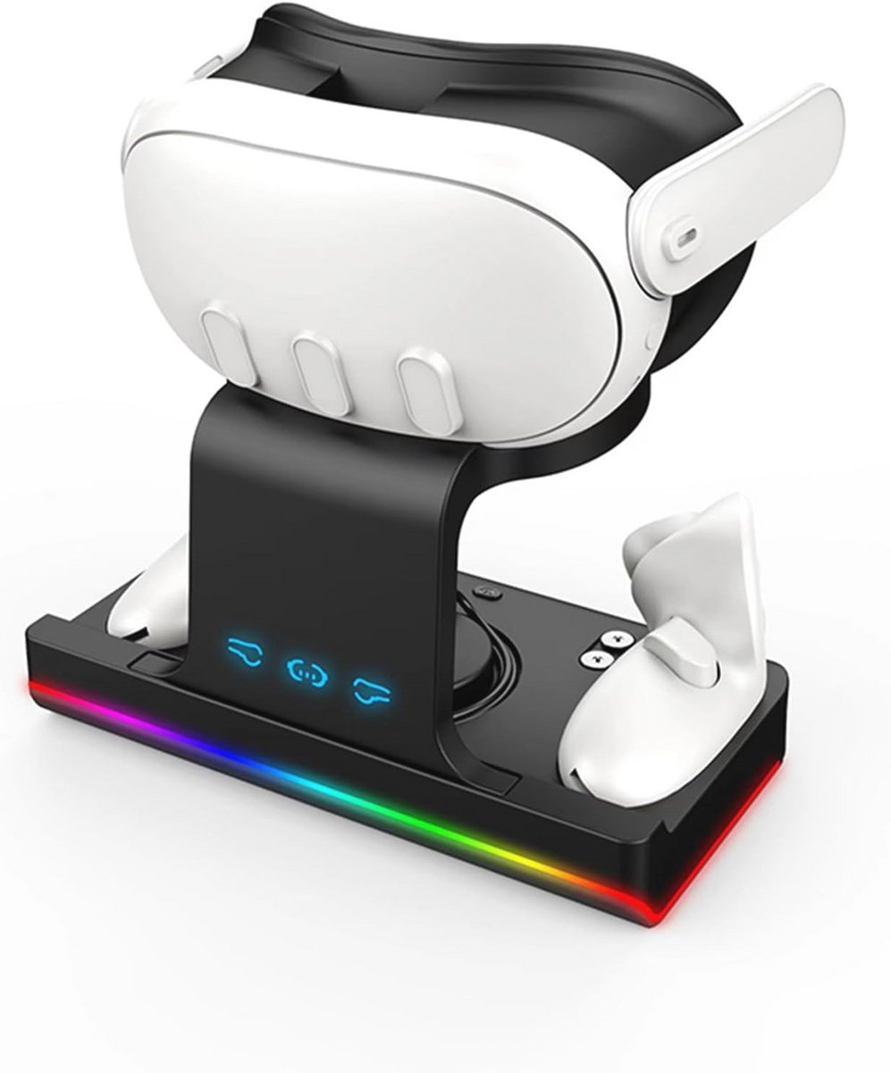 Oplaadstation voor VR-controllers en headset met RGB-lichtmodi