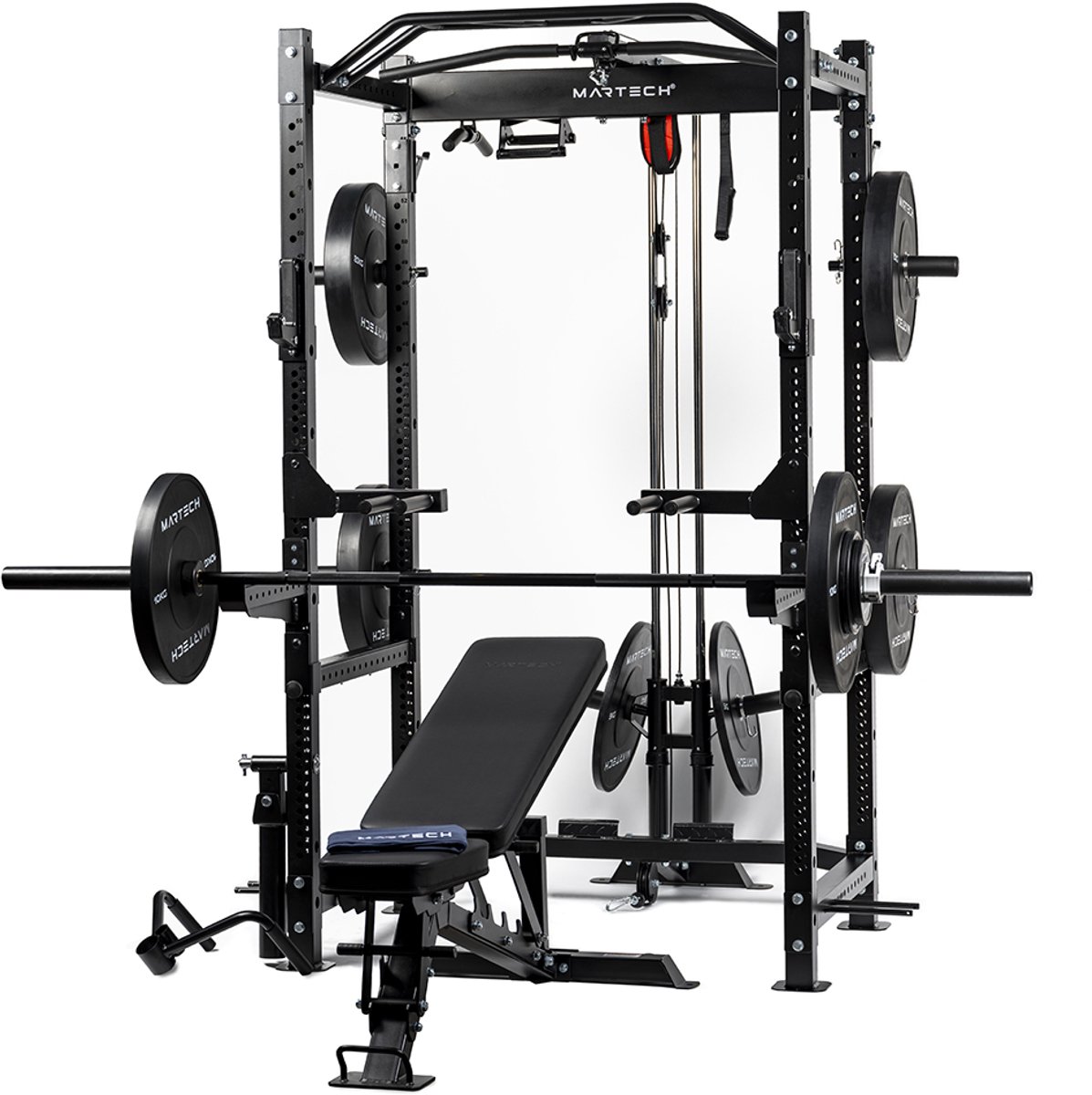 Martech M1 – Power Rack / Power Cage – Inclusief Attachments – Heavy-Duty Staal – Modulair & Uitbreidbaar thumbnail 4