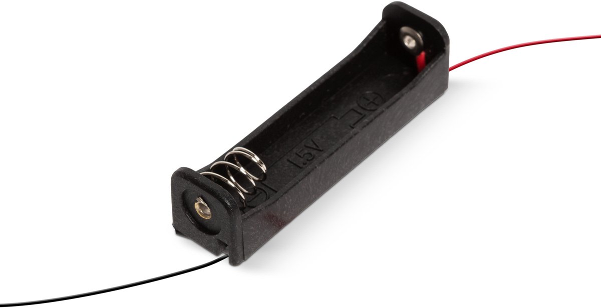 10x Batterijhouder AAA – Voor 1 AAA batterij – Met 12 cm draad – Zwart - 10 Stuks [05340]