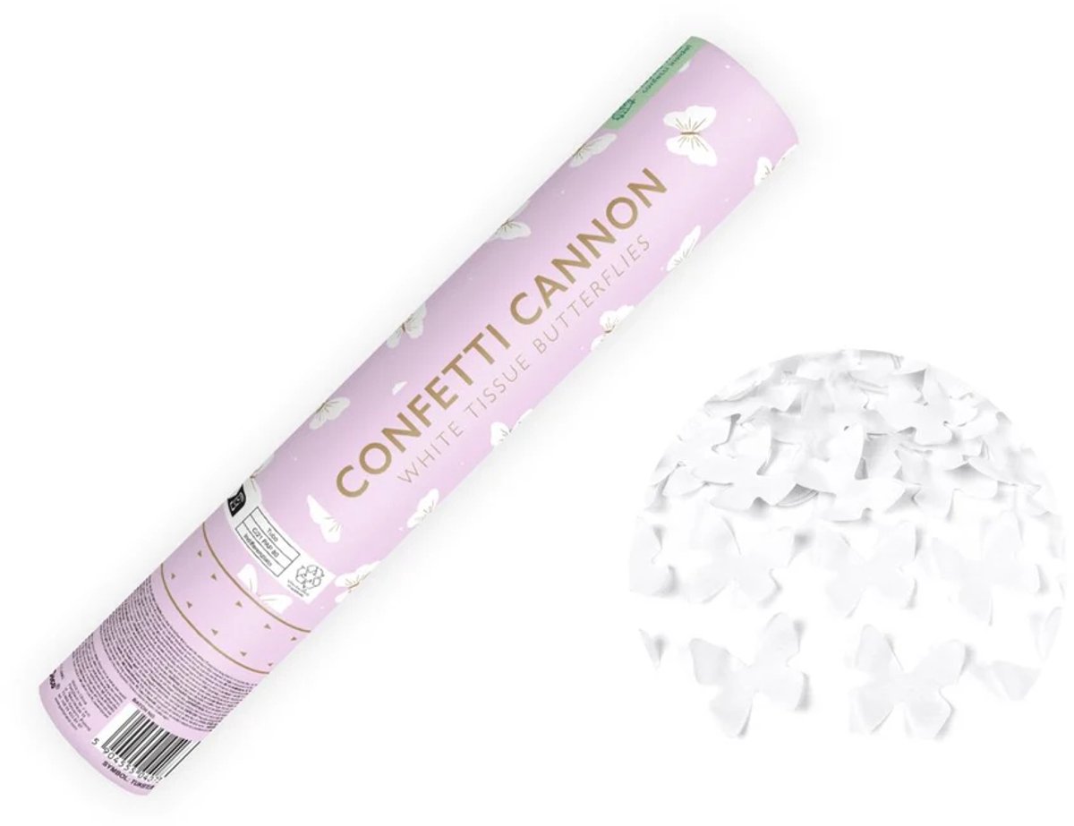 Vlinder Confetti Kanon Wit 28cm
