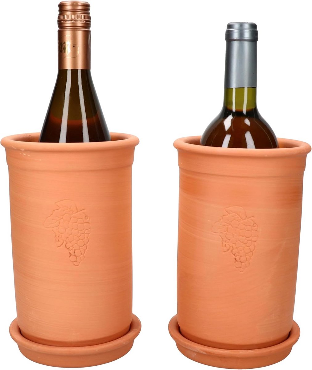 Set van 2 Terracotta Wijnkoelers - Flessenkoeler voor Wijn, Champagne en Water