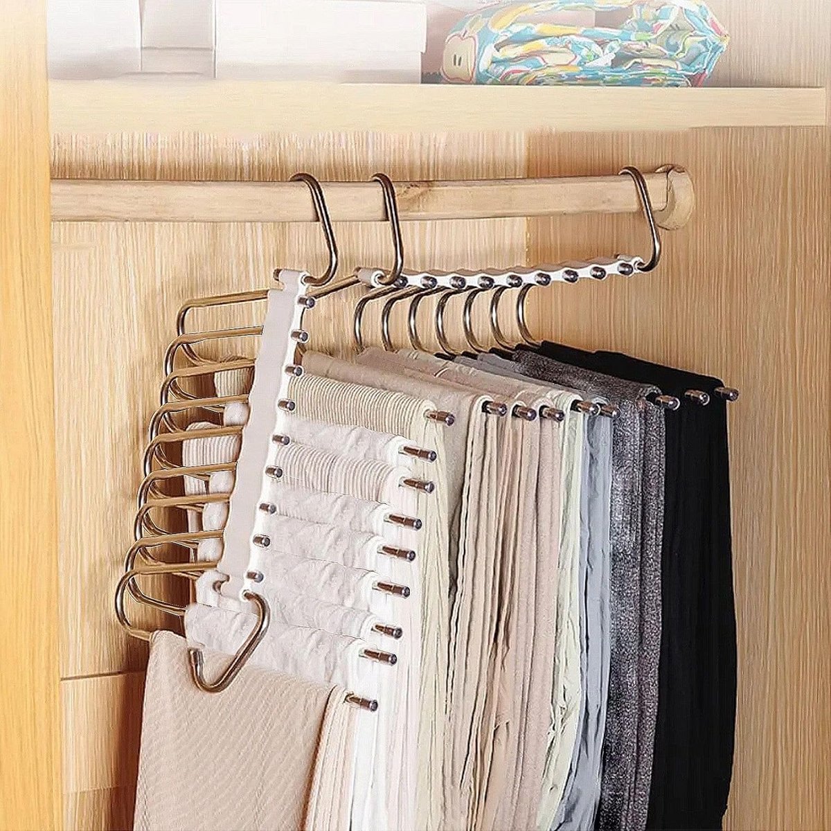 9-in-1 Ruimtebesparende Metalen Broekhangers - 2 Stuks Antislip Kledingorganizer