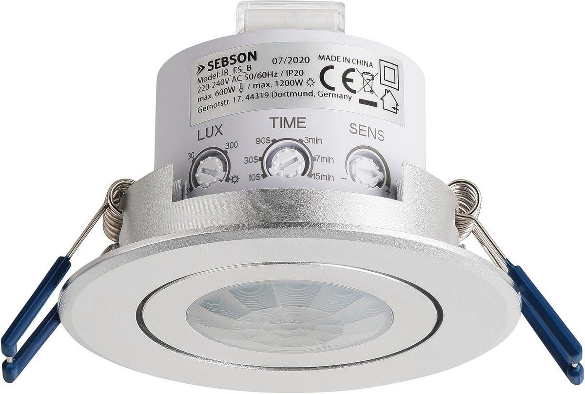 Inbouw Bewegingssensor met Instelbare Infraroodsensor - 360° Detectiebereik en LED Geschikt