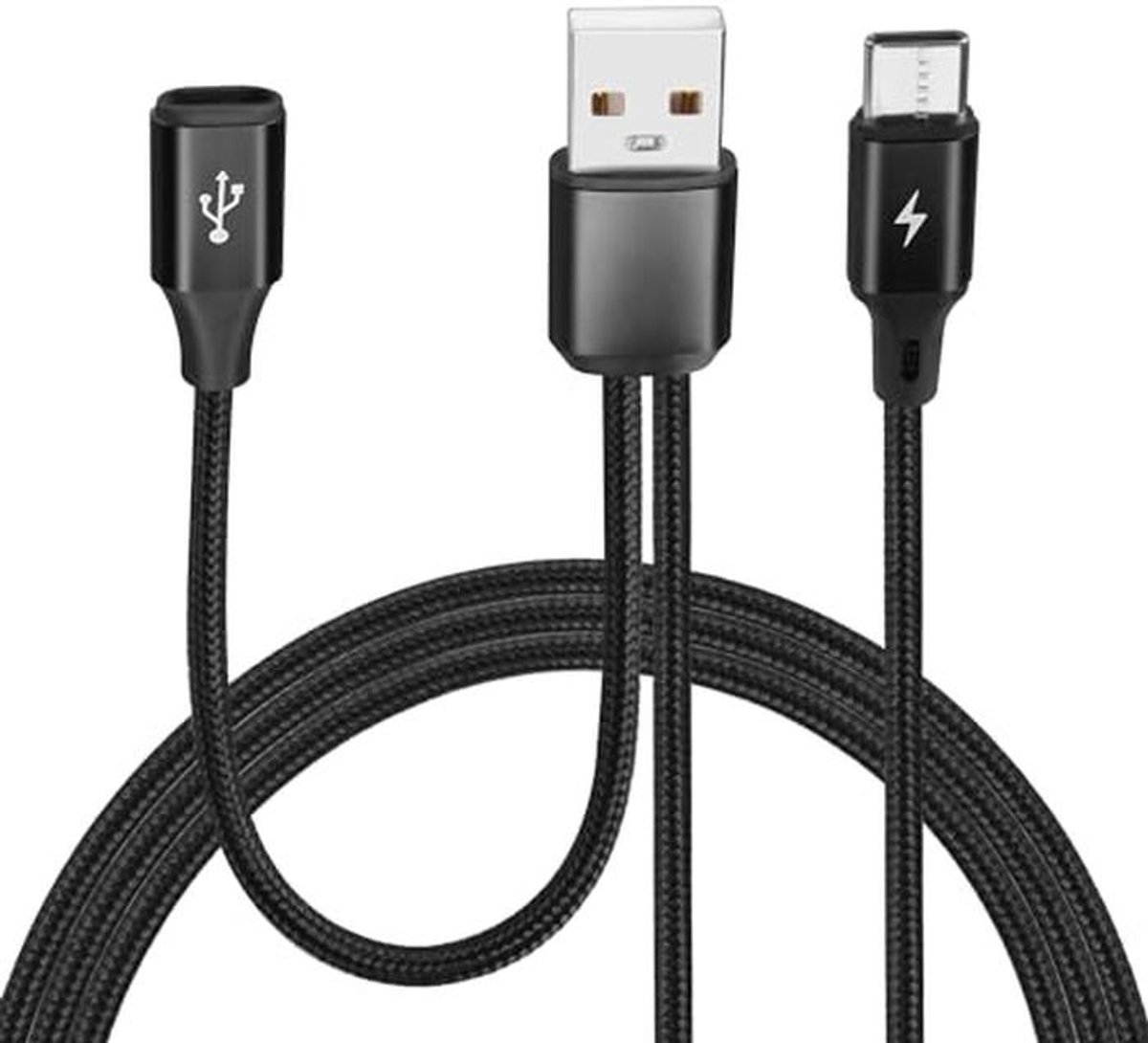 USB naar Dubbele USB-C Splitter Adapter - Mannen naar Vrouwen & Mannelijke Poorten Y Netsnoer Verlengadapter - Ondersteuning voor Opladen en Gegevensoverdracht
