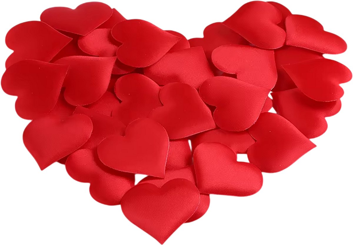 100 Stuks Padded Stof Bloemblaadjes – Romantische Hart Confetti voor Bruiloft, Valentijnsdag, Tafelversiering, Feestdecoratie, Party, Romantische Decoratie