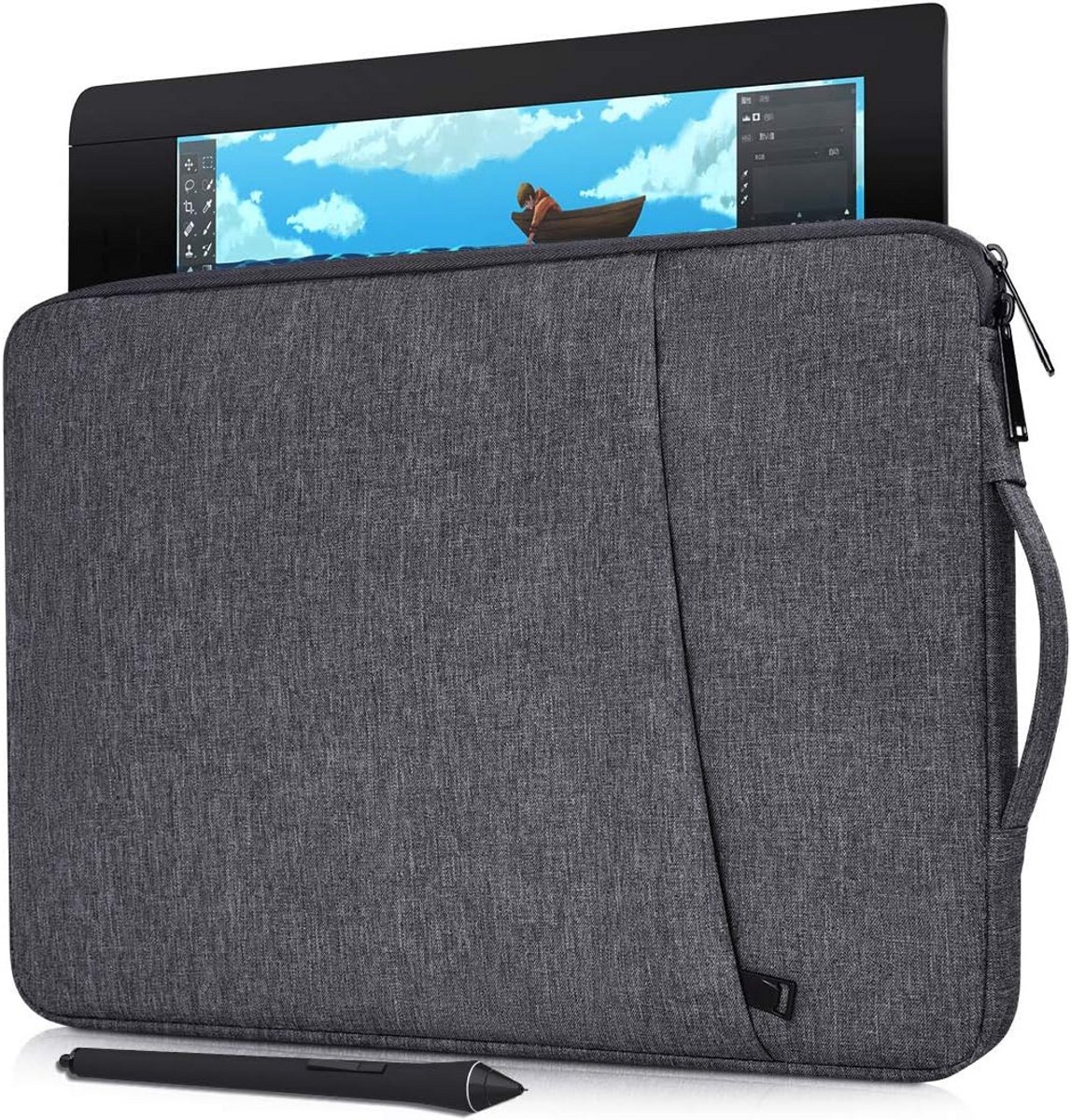 Waterdichte Sleeve Tas voor 12 inch Grafische Tekentablet - Met Extra Vak en Handvat