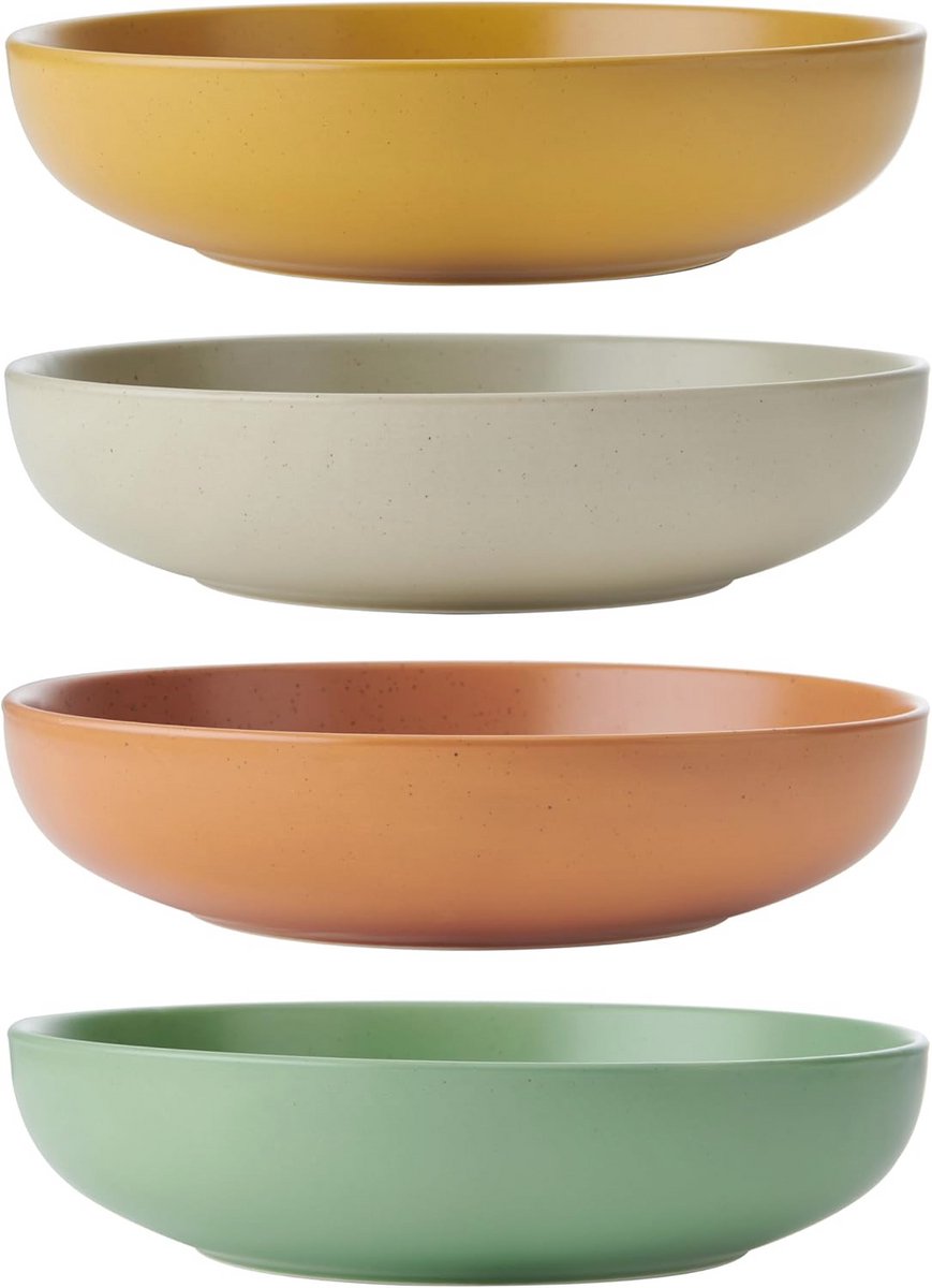 Set van 4 keramische ondiepe pastakommen - magnetron- en vaatwasmachinebestendig - diverse kleuren
