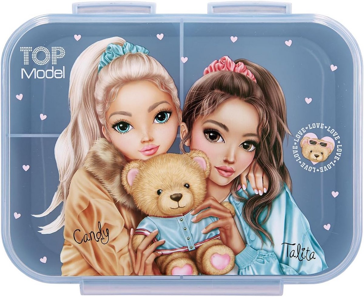 TOPModel Lunchbox Roze met 3 Vakken en Transparant Deksel