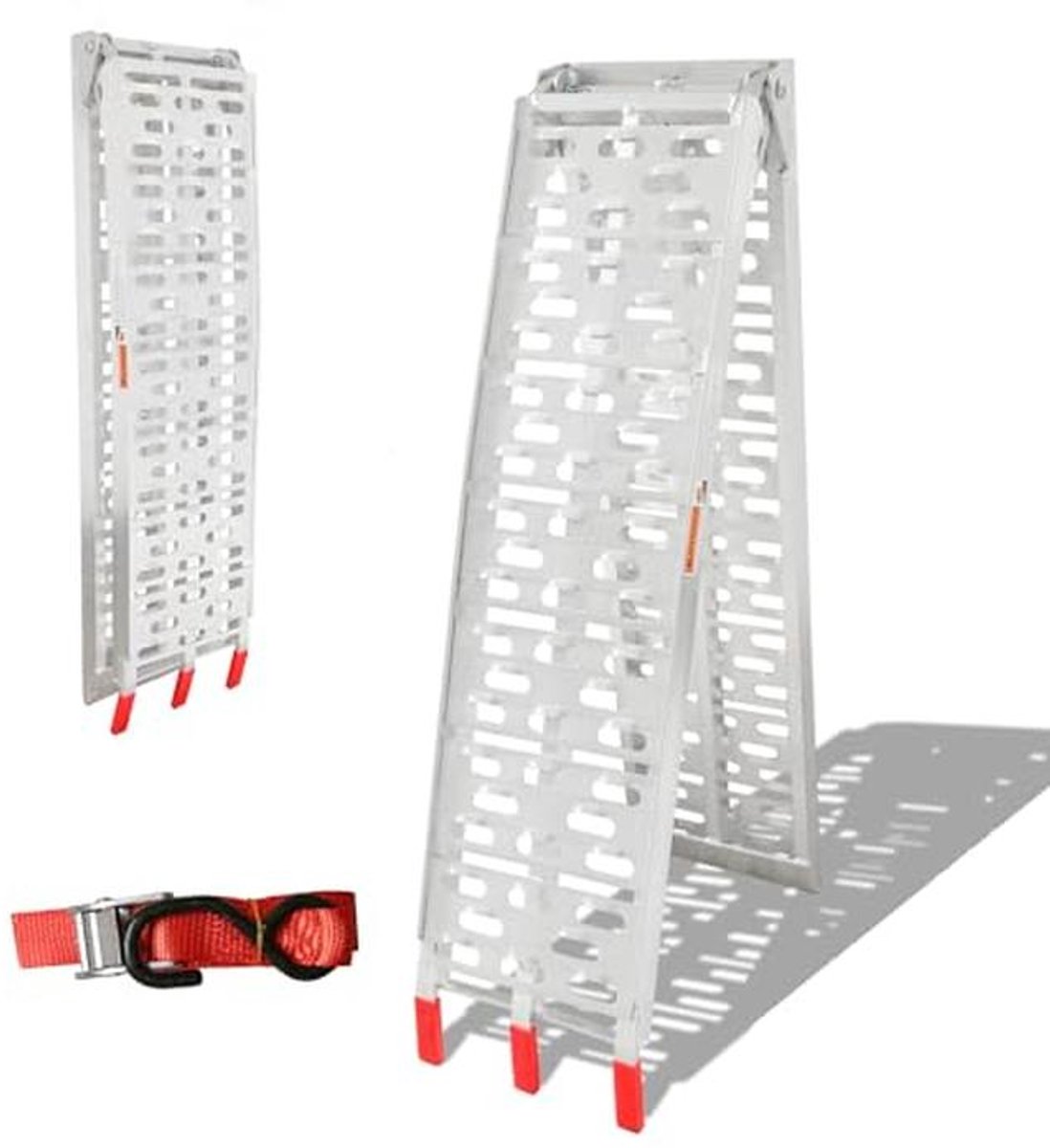 Inklapbare aluminium oprijplaat voor voertuigen - 340 kg draagvermogen, antislip, 226 x 30,5 x 5,5 cm