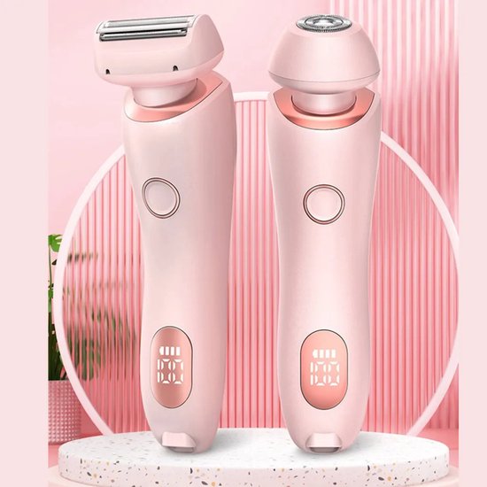 Elektrisch scheerapparaat voor vrouwen, 2-in-1 elektrisch scheerapparaat, pijnloos scheren van intieme zones, oplaadbaar via USB.
