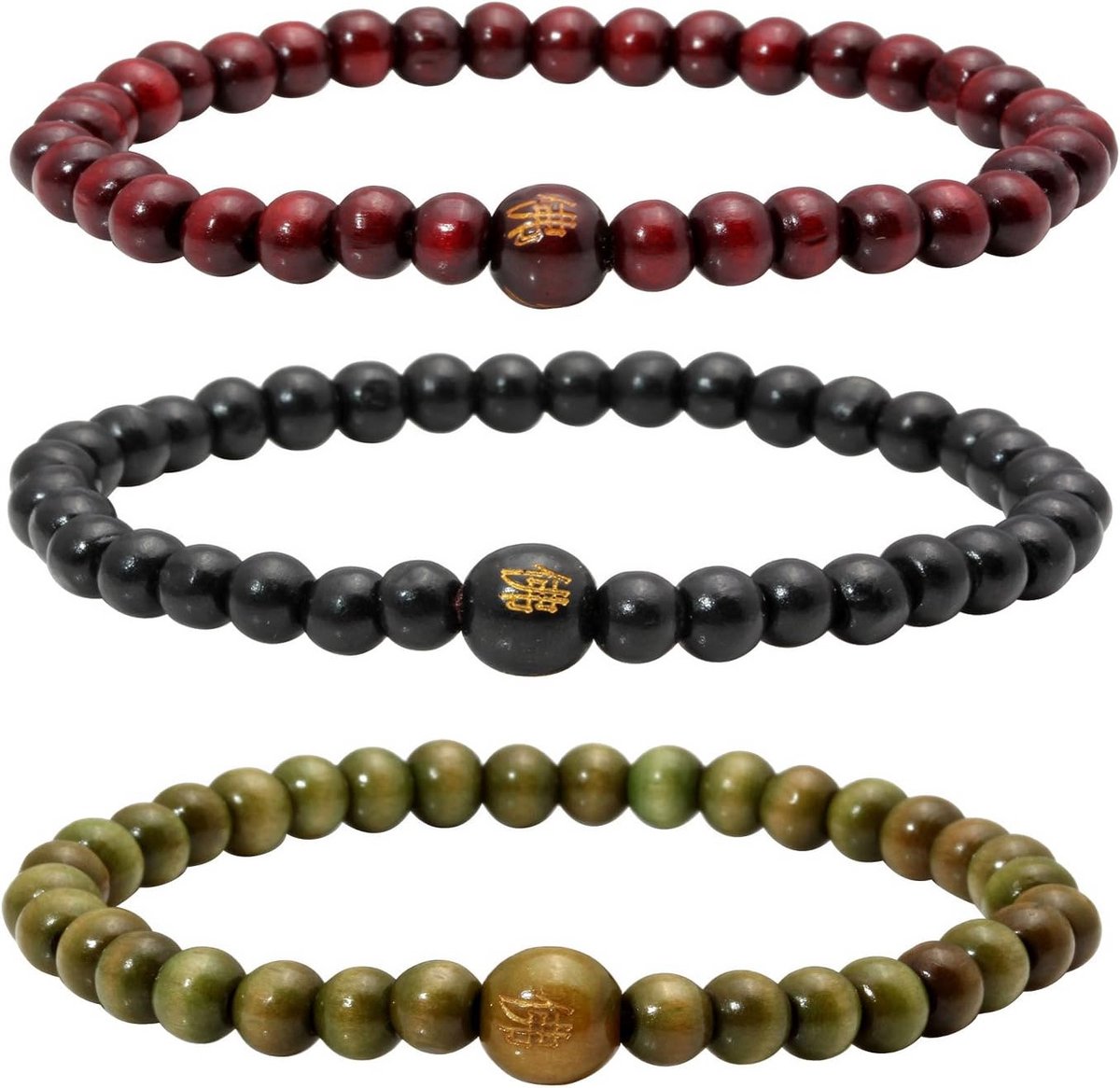 Tibetaanse Boeddhistische Mala Gebedsketting Houten Kralen Elastische Armband