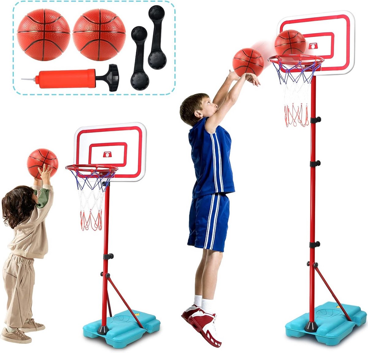 In Hoogte Verstelbare Basketbalstandaard voor Kinderen - Binnen & Buiten Speelset met Bal
