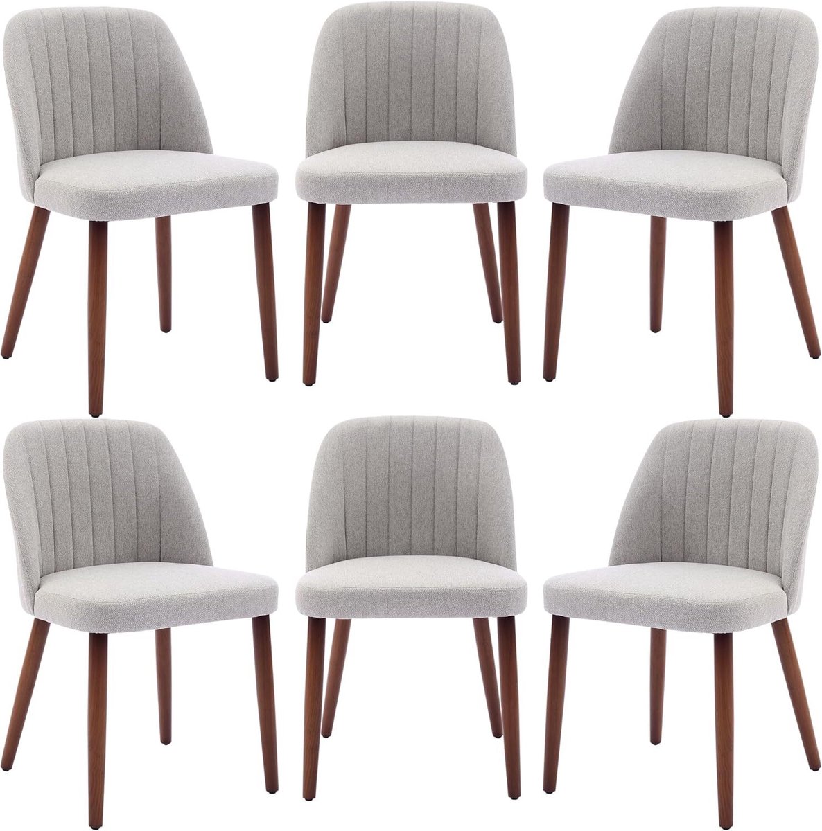 HoerFuriy - Eetkamerstoelen set van 4 - Grijs - Stof - Mid‑century modern