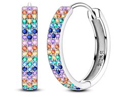 Kleurrijke Zilveren Regenboog Oorringen – 2 cm – 925 Sterling Zilver